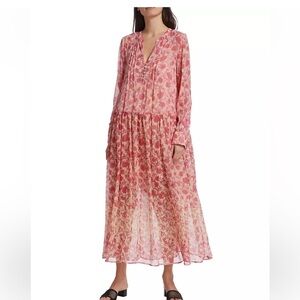 Free People pink floral See It Through Dress and slip Sz Small 4 mint cond 2 pc